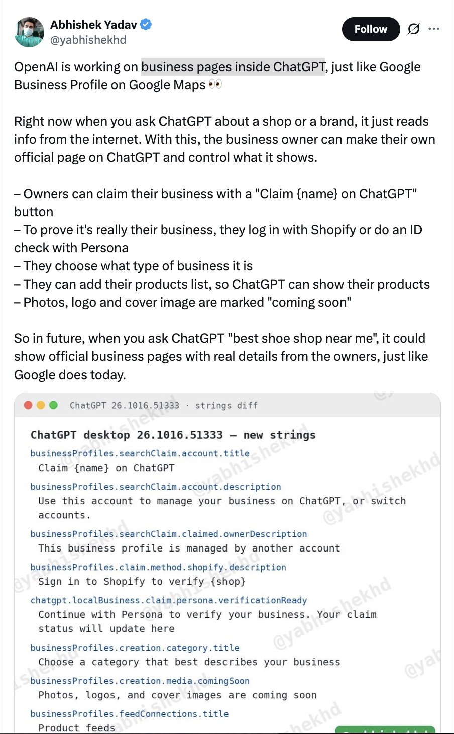 OpenAI working on Business Profile