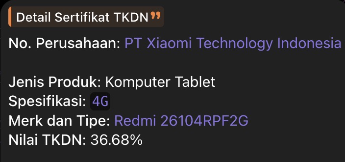 Redmi pad 3 4G - TKDN