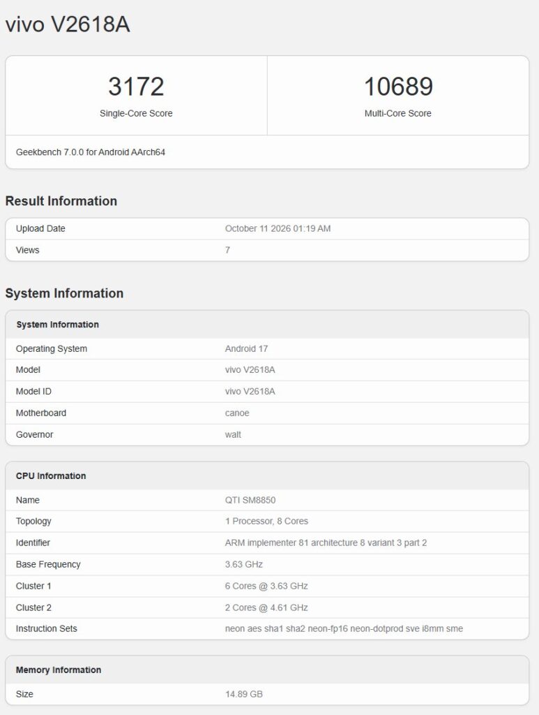 iQOO Neo 12 - Geekbench